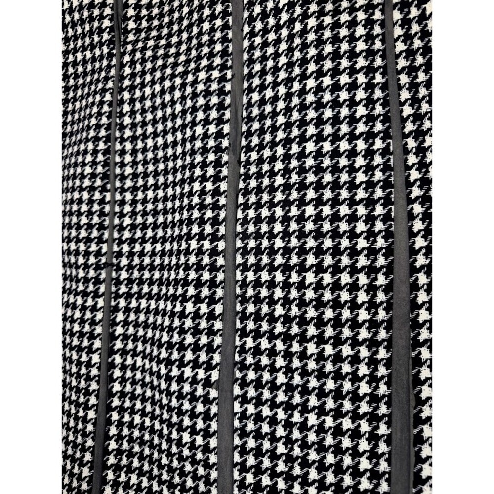 Houndstooth Sheath Dress Black White Faux Leather Trim Size 0 - Picture 4 of 10